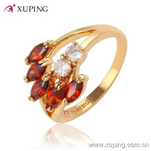 Fashion Elegant Leaf-Shaped CZ Crysral 18k Gold-Plated Jewelry Ring -11410